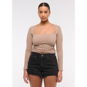 Abercrombie & Fitch The Mom Short High Rise Black Denim Frayed Hem Womens 30/10